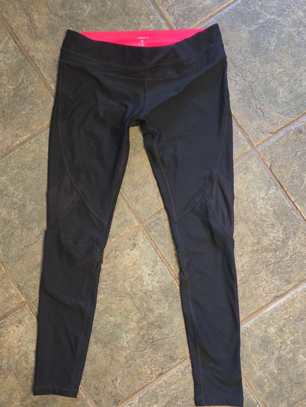 Layer 8 Black Leggings with Pink Waistband
